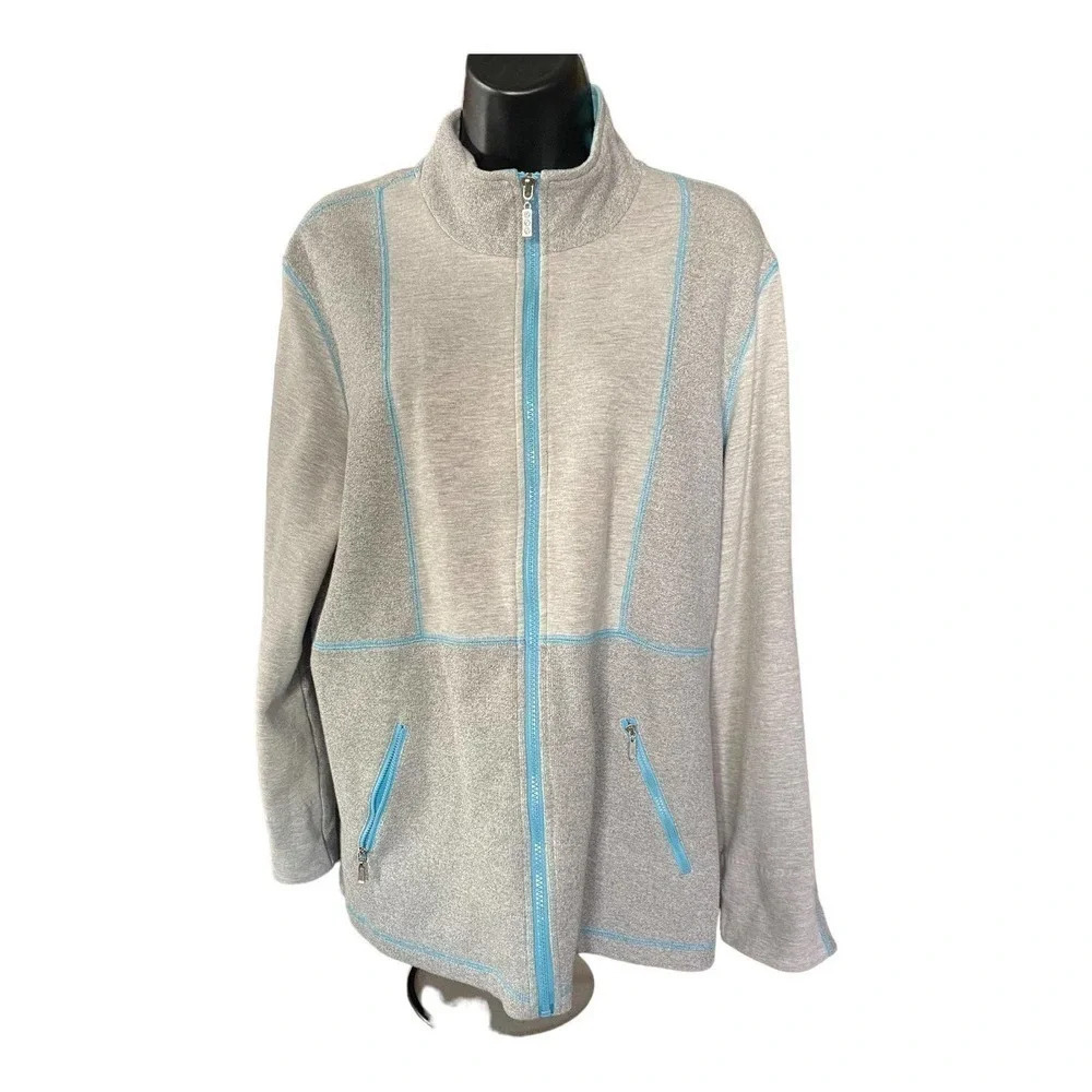 Drapers and Damons Womens Zip Up Sweater Size Large Gray Long Sleeve Casual